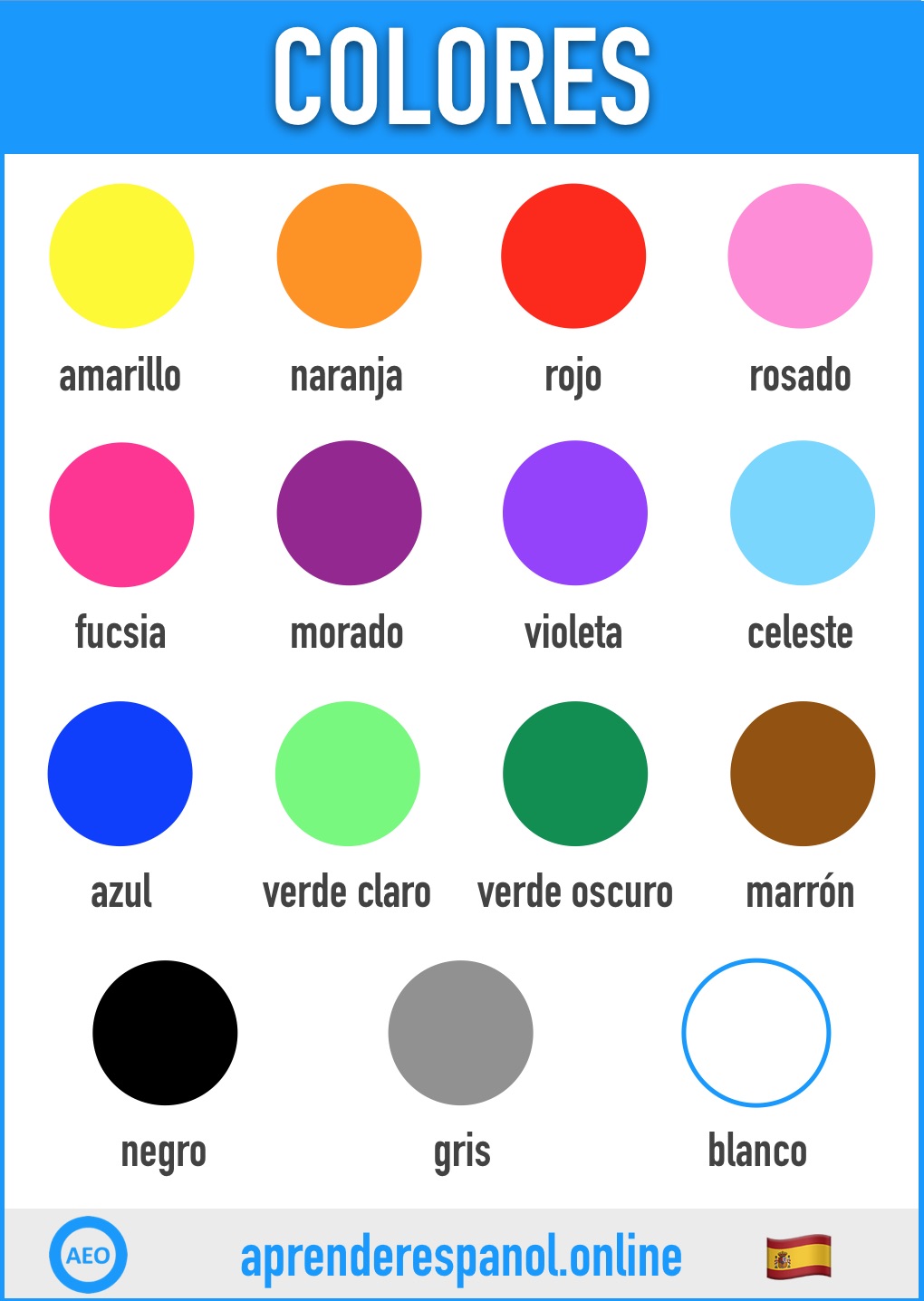 colores en espanol - aprender español online - vocabulario de los colores en español